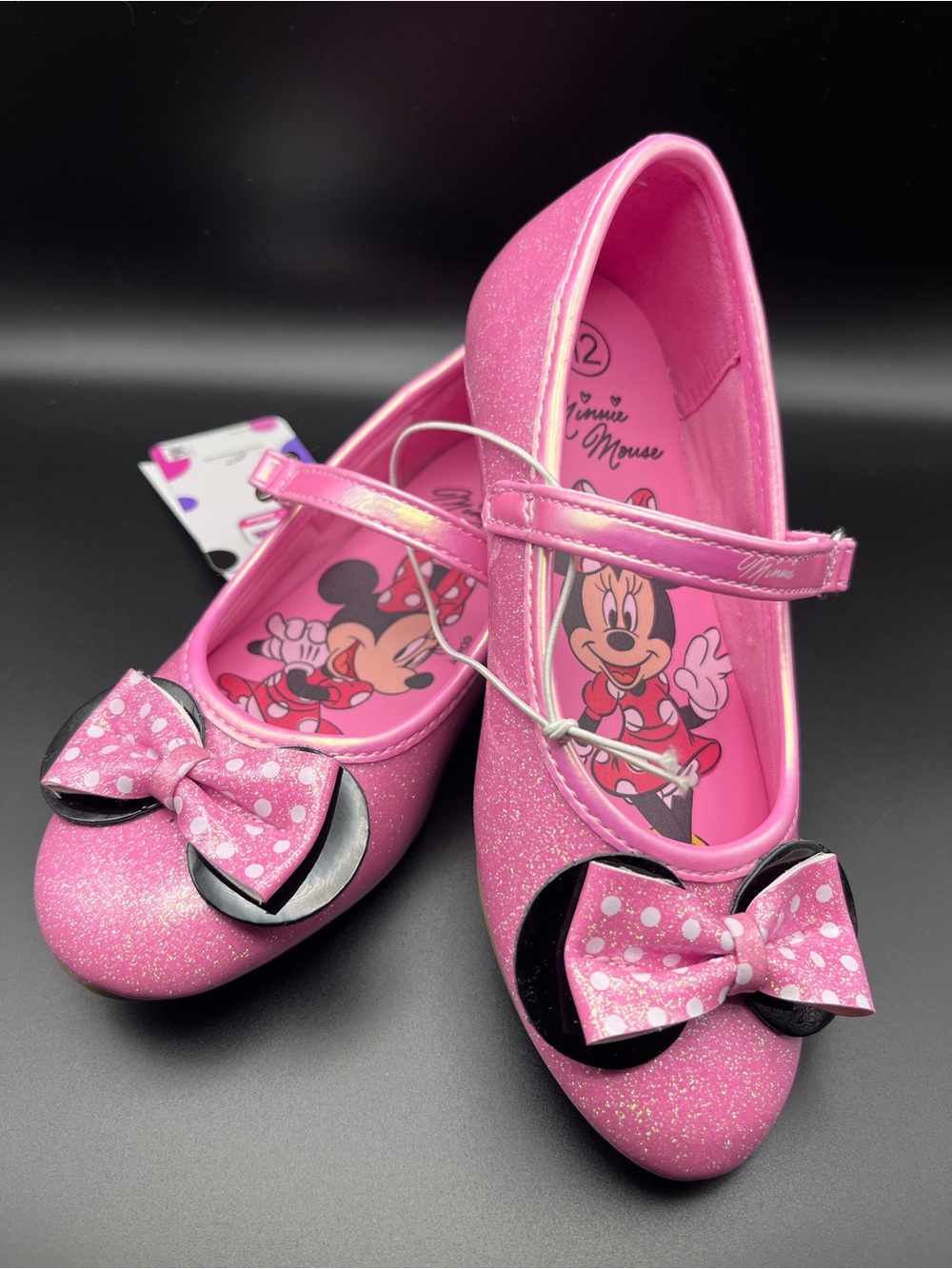 Disney Pink Glitter Minnie Mouse Mary Jane Shoes for Kids